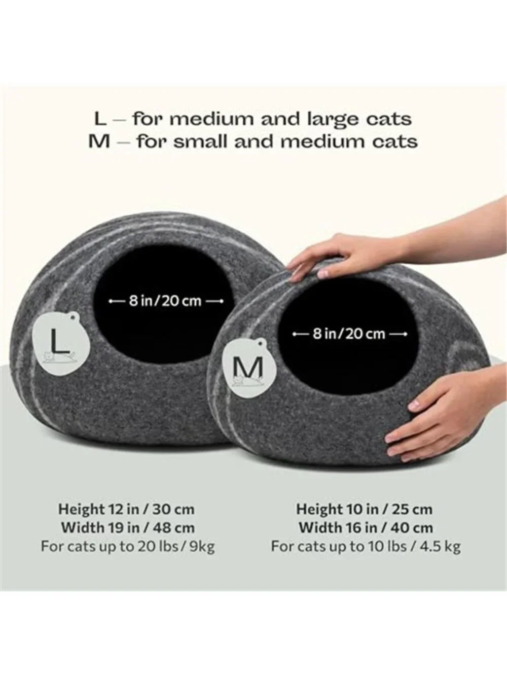 Wool Cat Cave Bed Pet Tent Hideaway Merino Felt Indoor Sleeping Bed Dark Grey